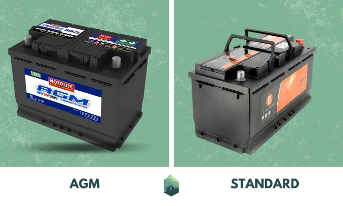 AGM battery and standard battery side by side